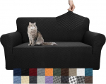 YEMYHOM Sofa Cover for 2 Cushions Jacquard Design High Stretch Sofa Cover for 2 Cushions Couch Pet Dog Cat Non-Slip Magic Elastic Black