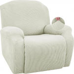 JIVINER Super Stretchy Sun Lounger Slipcovers Spandex Soft Slipcover with Pockets Recliner Furniture Protector (Natural, Deck Chair)