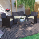 Garden Vida Rattan komplekt 4 istekohale Alloy terasest pol&uuml;ester terasest sulam pol&uuml;rattan Brown