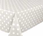 Beautex Taupe, White Dots, Oilcloth, laudlina, Wipe-clean Garden laudlina, &uuml;mmargune, ovaalne, ruudukujuline, suuruste valik.