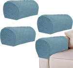 LINGXIYA Stretch Diivan Armrest Covers, komplekt 4, pehme Coral Fleece Couch Arm Cover, Non-Slip Arm Caps, Arm Chair Slipcovers, Arm Protectors for Chairs/Sofa/Recliner (Mist Blue)