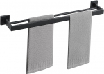SAYAYO Towel Rail Black 70 cm Guest Towel Holder Bathroom Towel Rail Wall Mounted Stainless Steel Premium Double Bath Towel Holder for Bathroom and Kitchen
