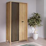 Forte JYTANA garderoobikapp 97, modernne rippkapp, 2 uksega, komposiitpuit, Mauvella tammepuust, laius 97 cm, k&otilde;rgus 200,3 cm, s&uuml;gavus 52,7 cm.