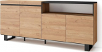 Skraut Home Sideboard, Highboard, kapp, kapp, 200 x 87 x 35 cm, 4 ust, t&ouml;&ouml;stusdisain, modernne stiil, tammepuust must