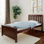 Max & Lily voodi 90 x 200 cm koos lamelliraamiga, lastevoodi koos voodi all oleva panipaigaga, voodiraam koos peaosaga, Uus-Meremaa m&auml;nnist puidust voodi, tumepruun