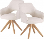 DUBI M&ouml;bel Thomas-Nova s&ouml;&ouml;gitoatool tammepuidust raamiga, kreemikasvalge, 360&deg; p&ouml;&ouml;ratav, vedrupehmendusega, k&auml;etoega, retroh&otilde;nguline v&auml;limus