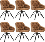 WOLTU EZS61hbr-6 P&ouml;&ouml;rlevad s&ouml;&ouml;gitoa toolid, komplekt 6, k&auml;etoega toolid, 360&deg; p&ouml;&ouml;ratavad, s&ouml;&ouml;gitoolid, k&ouml;&ouml;gitoolid, polsterdatud toolid, k&auml;etoed s&ouml;&ouml;gituppa, elutuppa metallist jalgadega, Faux