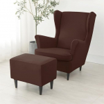 Highdi 2-osaline Wing Chair Cover koos Ottomani kaitsva kattega, tugitooli visked, Wing Chair kaitsvad katted, Stretch Tiger Chair Cover koos k&auml;etoega, k&otilde;rge seljatoega (Brown)