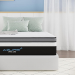 Azure 90 x 190 x 25 cm h&uuml;briid geel-m&auml;luvahumadrats 7-tsooniline tasku vedrudega, keskmise tugevusega seljavalu leevendamiseks, jahutav hingav kate