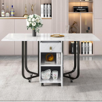 RanRan kokkupandav s&ouml;&ouml;gilaud (1 tk) kapi ja 2 sahtliga, kokkupandav k&ouml;&ouml;gilaud, mitmek&uuml;lgne laud, ruumi s&auml;&auml;stev s&ouml;&ouml;gilaud 4 tugijalaga, t&otilde;ukerattaga (valge + must)