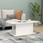 102 x 55,5 x 40 cm kohvilaud kontorilaud elutoa laud kaasaegne stiilne disain k&uuml;ljelaud puidust v&auml;ike laud elutoa kohvilaud kohvilaud teelaud k&otilde;rge l&auml;ikega valge