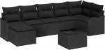 8-teiliges Garten Sofa Set mit Kissen Beige Poly Rattan, 2-Sitzer Garten Sofa mit Kissen Schwarz Poly Rattan Gartenlounge Model3345803