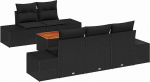 6-teiliges Garten Sofa Set mit Kissen Schwarz Poly Rattan Akazie Gartenlounge Model3347898