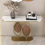 Generisch Moderner 150 cm Marmor-Konsolentisch - Stilvoller Landhaus-Eingangsbereich-Schreibtisch f&uuml;r Wohnzimmer und Flur - Vielseitiger wei&szlig;er Sofatisch f&uuml;r Wohnbereich und Flur