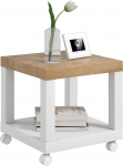 HOMCOM K&otilde;rvallaud ratastega K&otilde;rvallaud avatud riiuliga Diivanilaud Elutoa laud Magamistoa laud 40 x 40 x 40 cm Looduslik ja valge
