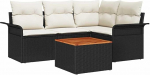5-teiliges Garten Sofa Set mit Kissen Schwarz Poly-Rattan Akazie Gartenlounge Model3347320