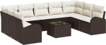 Modulares Ecksofa Garten Terrasse Braun Wei&szlig; Poly-Rattan UV-best&auml;ndig - Komfortable Sitzecke f&uuml;r Au&szlig;enbereich Model3354877