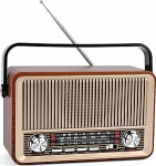 Retro raadio AM/FM/SW kohverraadio 1200 mAh akuga ja Bluetooth 5.1, AUX/USB/TF toega - k&ouml;&ouml;ki, kontorisse ja koju, lihtsad raadiod pension&auml;ridele