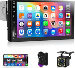 Motorsi Single DIN Bluetooth autoraadio, 7-tolline HD puuteekraaniga 1Din autostereo, toetab MirrorLink/FM/USB2.0/AUX/laadimist + tagurduskaamera