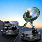 15 W magnetiline mobiiltelefoni hoidja auto Magsafe jaoks koos laadimisfunktsiooniga, [uuendatud vaakum iminapp] 360&deg; p&ouml;&ouml;ramine mobiiltelefoni hoidja, traadita laadimisjaam auto jaoks, &uuml;hilduv koos