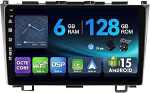 [6G + 128G, Octa-Core] - MSD autoradio Honda CRV (2006-2011) Android 15 GPS navigatsiooniradio CarPlay Android auto roolijuhtimine Dual Band WiFi DSP DAB tagurduskaamera MIC 2 DIN 9-tolline