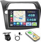 Hikity Android 15 4 + 64 GB autoraadio Honda Civic 2006-2011 9-tollise Incell puuteekraaniga, autoraadio 2DIN traadita Carplay Android autoga, FM/RDS raadio BT GPS WiFi tagurduskaamera + mikrofon
