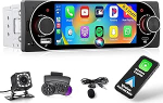 Autoradio 1 din mit Display 5.1 Zoll Wireless Carplay Android Auto, Radio Bluetooth 1 din mit Mirror Link FM Radio Tagfahrkamera Mic