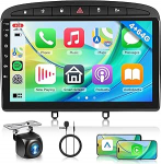 4+64G Android 13 autoraadio Peugeot 308 408 2007-2015 9-tolline HD Wireless Carplay autoraadio koos Android auto navigatsiooniga GPS peeglilink Bluetooth FM/RDS/DAB/DVR/32 EQ/USB roolijuhtimispuldiga