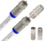 Reliagint RG6 telekaabel, veekindel vask F-liitmik koos F81/RF kaabliga pikendamiseks, kuni 3Ghz kiire HD video STB, Dish TV, satelliit, usaldusv&auml;&auml;rne antenni koaksiaalkaabel (valge, 15 m)