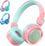 riyo laste Bluetooth k&otilde;rvaklapid, juhtmevabad LED tuledega, Bluetooth 5.0, kokkupandav stereoheli kooli, tahvelarvuti, arvuti jaoks