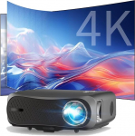 4K Smart Projector Daylight 5G WiFi Bluetooth, 1250 ANSI/13000 luumenit Native 1080P Ultra HD Outdoor Movie Projector, Android TV projektor rakendustega Keystone Zoom kodukino videom&auml;ngude jaoks, 300-tolline