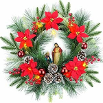 YULETIME 20" j&otilde;ulup&auml;rg koos valgustusega, akutoitega, 10 valgustusahelaga, j&otilde;ulup&auml;rg (Nativity Poinsettia)