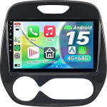 Autoraadio Renault Captur MK1 2013-2019 Android 15 4 + 64GB Stereo, 9-tolline puuteekraan Carplay Android auto navigatsioon Bluetooth WiFi DSP navigatsioon GPS multimeedia