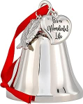 It's a Wonderful Life Ornament Bell Inspired Christmas Angel Wings - Shiny Silver koos graveeritud s&uuml;dame ripatsiga ja ingli tiibadega j&otilde;ulupuu kaunistused paeltega