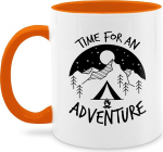 Mug 325 ml - Statement - Time for an Adventure - Black - 325 ml - Orange - Coffee Cups Sayings Statements Coffee Mug