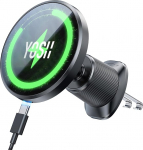 YOSH jaoks Magsafe Car Mount koos laadimisfunktsiooniga 15 W, metallist topelt konks ja N55 tugevad magnetid, mobiiltelefoni hoidja auto Magsafe laadija ventilatsiooni jaoks iPhone 17 16 15 14 13 12