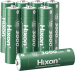 Hixon 8 liitium AA patareide pakett, vastupidavad laetavad 1,5 V AA patareid 3000 mWh (1,5 V 2000 mAh), laadimists&uuml;klid kuni 1600+
