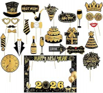 26tk Glitter Happy New Year's Eve 2025 Party Photo Booth Props Supplies koos Photo Frame Props Picture Frame Booth Props 2025 New Year Decorations