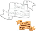 BAKERLOGY Happy New Year Banner Cookie Cutter - pidulik kirjadega k&uuml;psisev&auml;ljal&otilde;ikur aastavahetuseks, talvep&auml;evadeks ja k&uuml;psetiste tagasiarvamiseks.