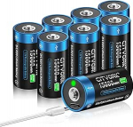 CITYORK 15000 mWh 1,5 V USB D aku laetav USB-C laadimiskaabliga (8 tk), liitium-ioon aku USB D aku, mono D LR20 akuelemendid, &uuml;le 1000 ts&uuml;kli ja taaskasutatav - ei m&auml;leta.