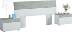 Habitdesign 13Casa Winter B12 Headboard and Bedside Table, White/Grey, 276 x 40 x 97 cm