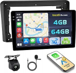 Hikity Android 15 4+64G autoraadio Audi A3 2003-2013 jaoks 9-tollise Incell puuteekraaniga, autoraadio 2DIN traadita Carplay Android autoga, FM/RDS raadio BT GPS WiFi tagurduskaamera + mikrofoniga
