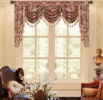 Loom ja Mill Luxury Jacquard Waterfall Valance elutuppa, klassikaline lilleline Damask Valance koos Tassels, Burgundia Garland magamistoa j&otilde;ulukaunistuseks (200cm, 1 paneel)