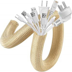 AGPTEK 25 mm-3 m kaablih&uuml;lss, isesulguv kaablikanal, paindlik kootud kaabli&uuml;mbris, kaablijuhtimine laua, TV, arvuti, arvuti, kaablikaitse koera, kassi jaoks, kollakaspruun