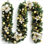 J&otilde;ulugirland, kunstlik j&otilde;ulup&auml;rg, 2,7 m kuusep&auml;rg koos m&auml;nniokstega marjadega, j&otilde;ulukaunistused siseruumides ja v&auml;ljas, sobib koju, trepile, kaminale, esikusse (kuldne).