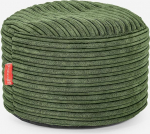 Lounge Pug Small Round Footstool, Pouf, Bean Bag Stool, Small, Cord Pine Forest Green