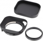 Haoge Metal Lens Hood for Fujifilm xf 23 f2.8 Fujinon XF27mmF2.8 R WR Lens Hood Black Metal Square with Metal Cap on XE-5 XM5 XT50 Camera Body