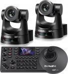 FoMaKo NDI PTZ Camera Kit, 30x Optical Zoom NDI HX3 & NDI 6, AI Auto Tracking, with 3G-SDI/HDMI/USB3.0/LAN(PoE) for Live Streaming (BN302 PTZ Set, with 2*KN30A Pro+1*NDI PTZ Controller)