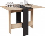 CASABEL Foldable Dining Table - Kitchen Table for Small Spaces - Space Saving for Dining Room, Kitchen in the Middle Black and Light Wood Top for 2-4 People