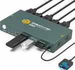 USB 3.0 HDMI KVM l&uuml;liti 2 PC 1 monitor 4K @ 60Hz KVM l&uuml;liti (3 x USB 3.0 + USB C port) 2 arvutile, mis jagavad monitori, klaviatuuri, hiire, adaptiivse EDID-i, koos lauaarvuti kontrolleriga.